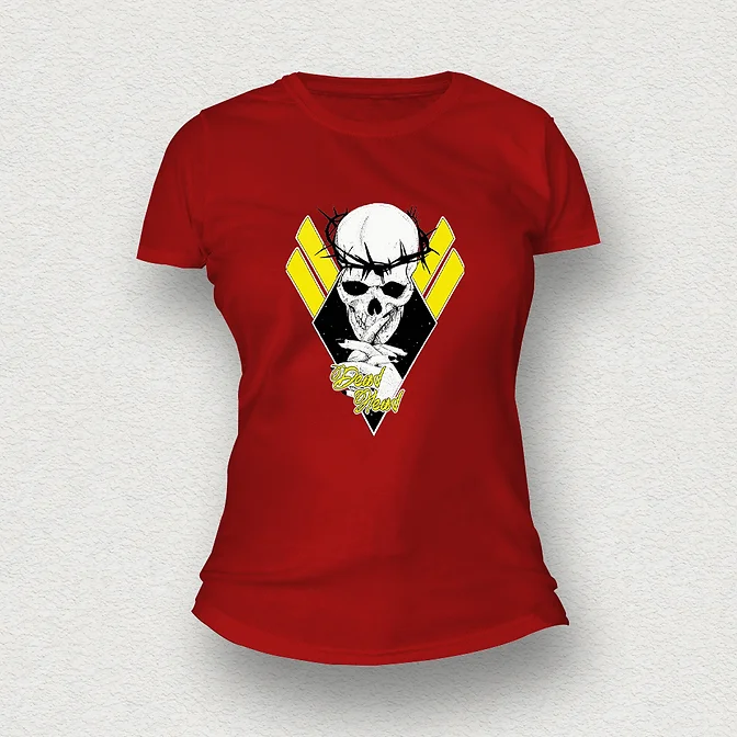 Dead Head Skull Women T-Shirt maroon - Copy