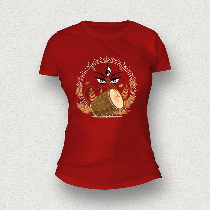 Durga Puja T-shirt maroon