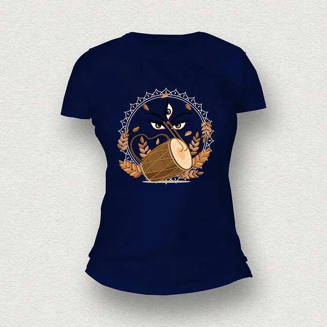 Durga Puja T-shirt navy