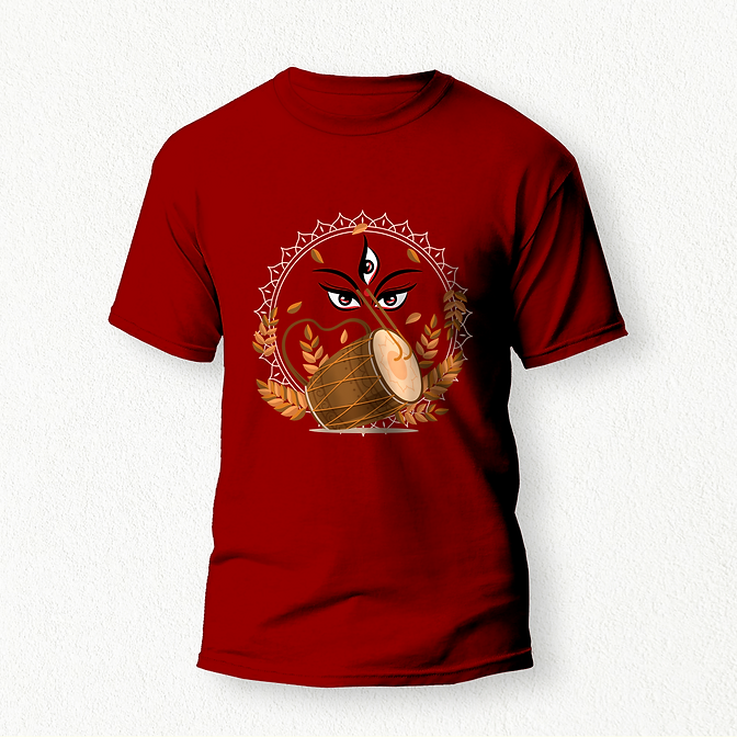 Durga Puja unisex T-shirt maroon