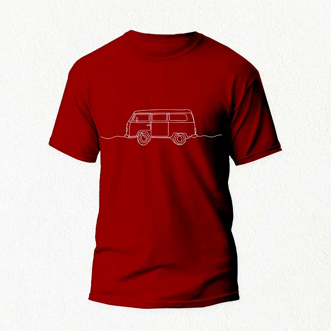 Retro Style Van T-Shirt maroon