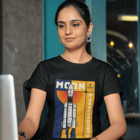 Chandrayaan-3 | T-shirt | ISRO Official Merchandise | Female - Black