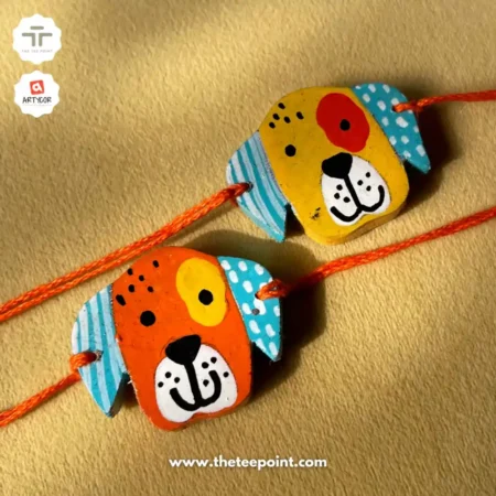 Dog Rakhi Pack | Combo of 2 | Wooden Rakhi with Magnet | Hand Painted