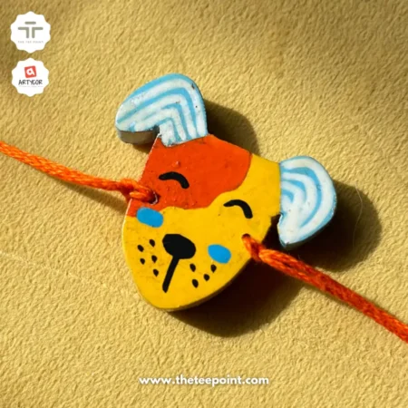 Dog Rakhi | Wooden Rakhi with Magnet | Hand Painted