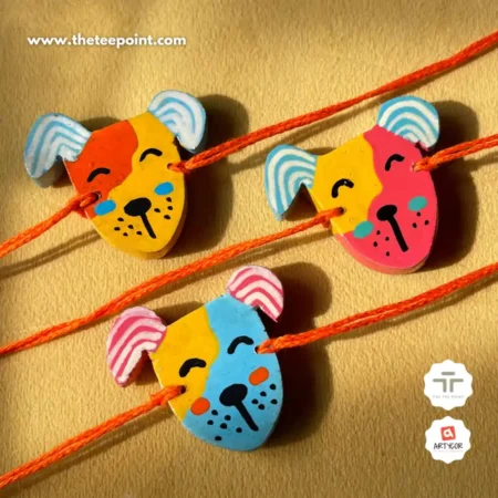 Dogs Pack Rakhi  | Combo of 3 | Wooden Rakhi with Magnet | Hand Painted
