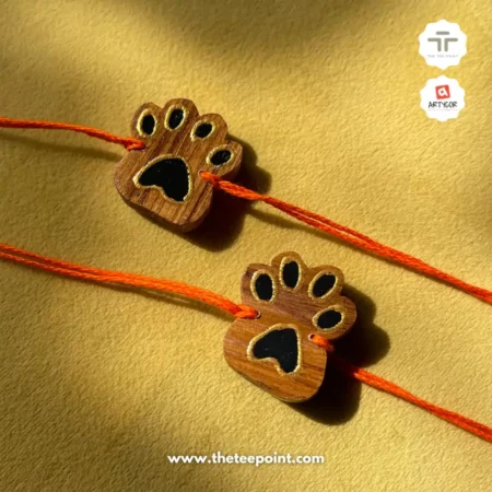 Paw Prints Rakhi | Combo of 2 | Wooden | Magnet | Hand Painted |